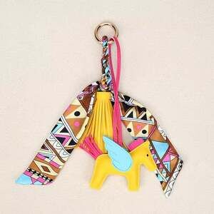 Yellow Horse & Tassel Charm w/ Twilly Scarf Bag Charms